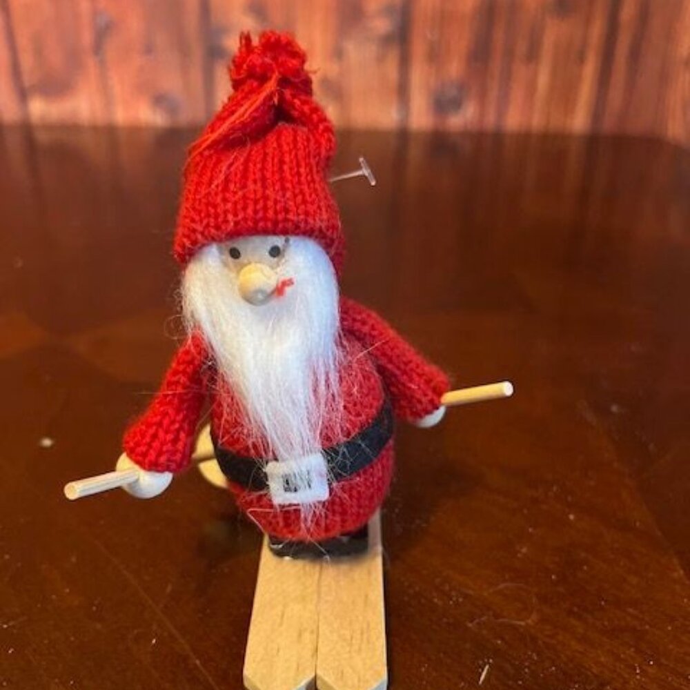 Knitted Skiing Santa Claus christmas ornament By Silver‎ Tree